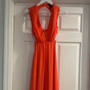 BCBGMaxAzria Vibrant Orange Backless Dress